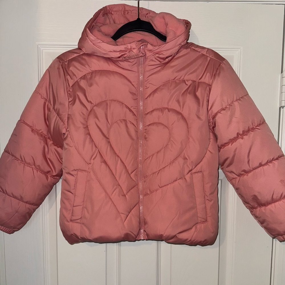 Old Navy Girls Puffer Jacket with Heart Stitching